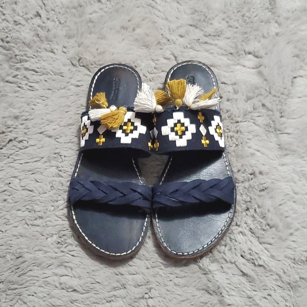 Soludos navy tassels slides sandals